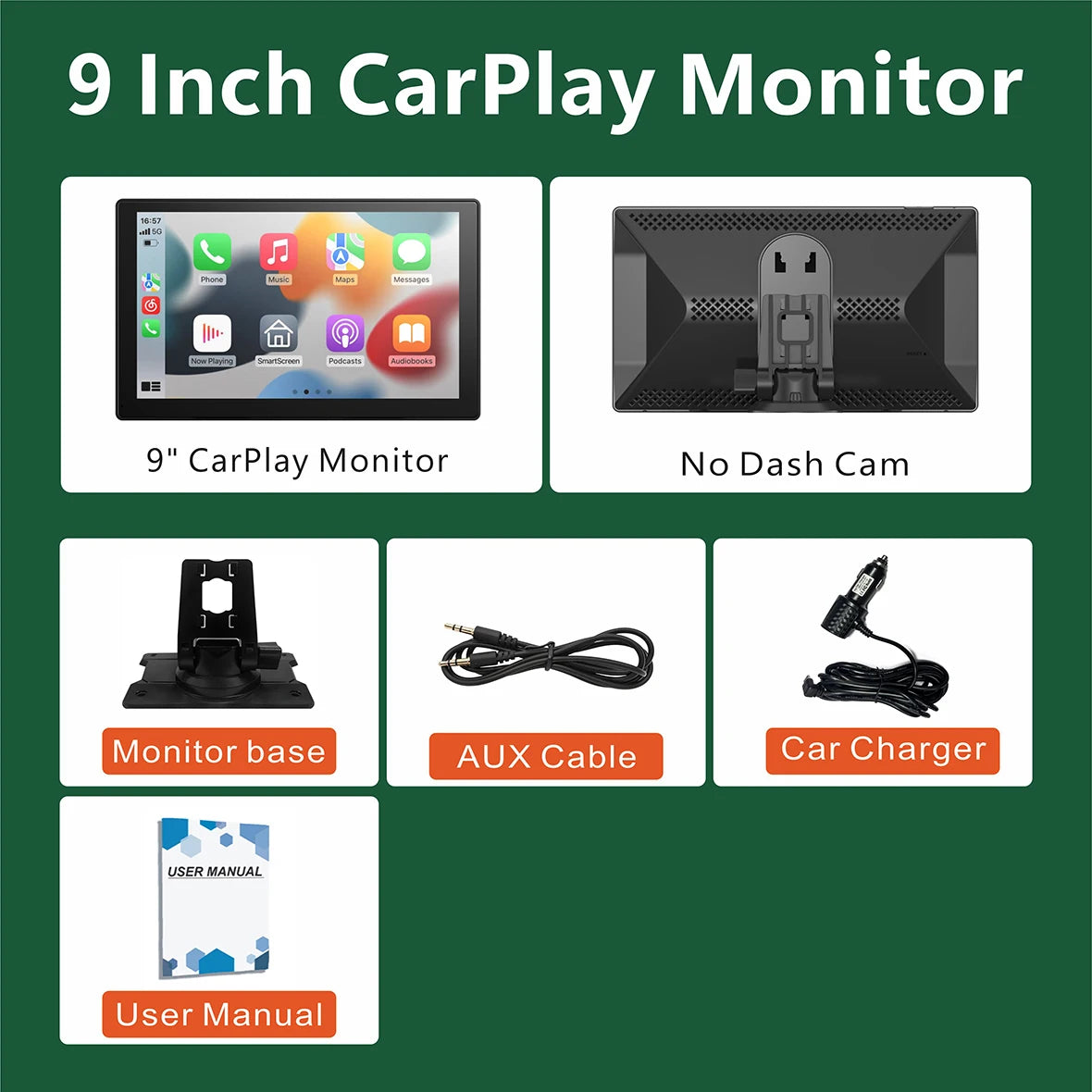 Écran Sans Fil CarPlay & Android Auto de 9 Pouces