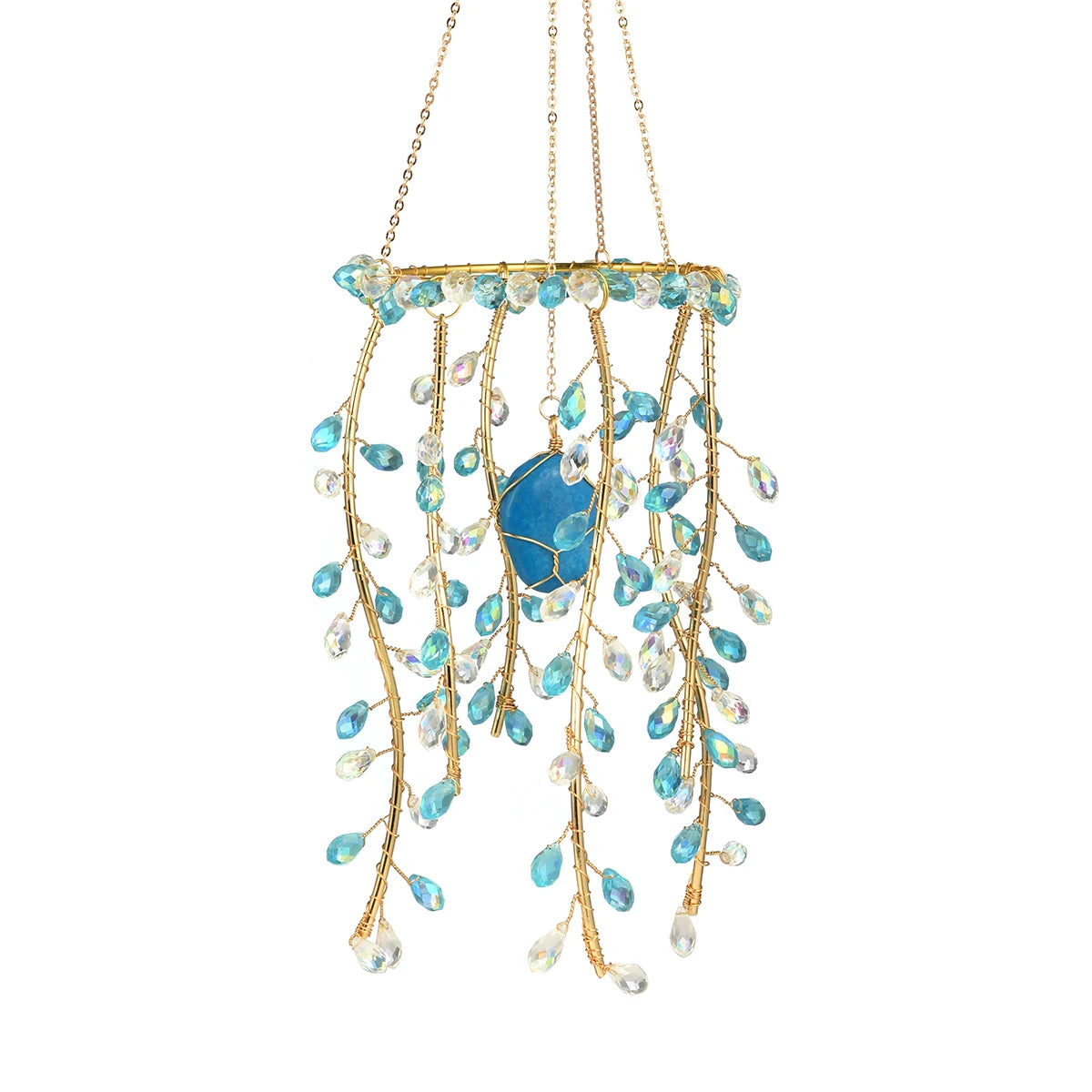 Crystal Willow Suncatcher Wind Chime in Natural Stone Finish
