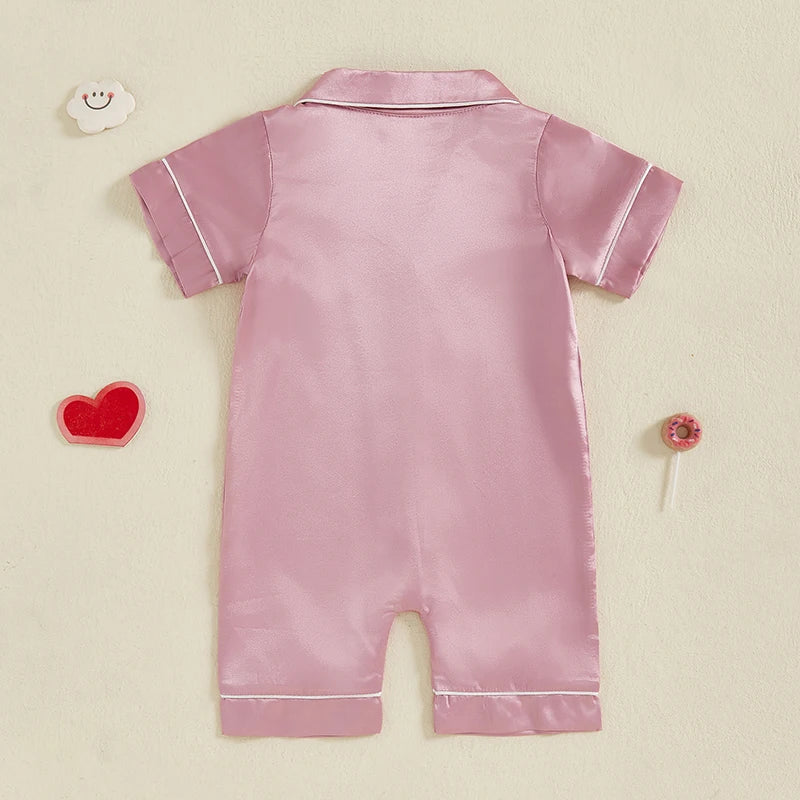 Satin Baby Pajama Jumpsuit with Button-Up Front