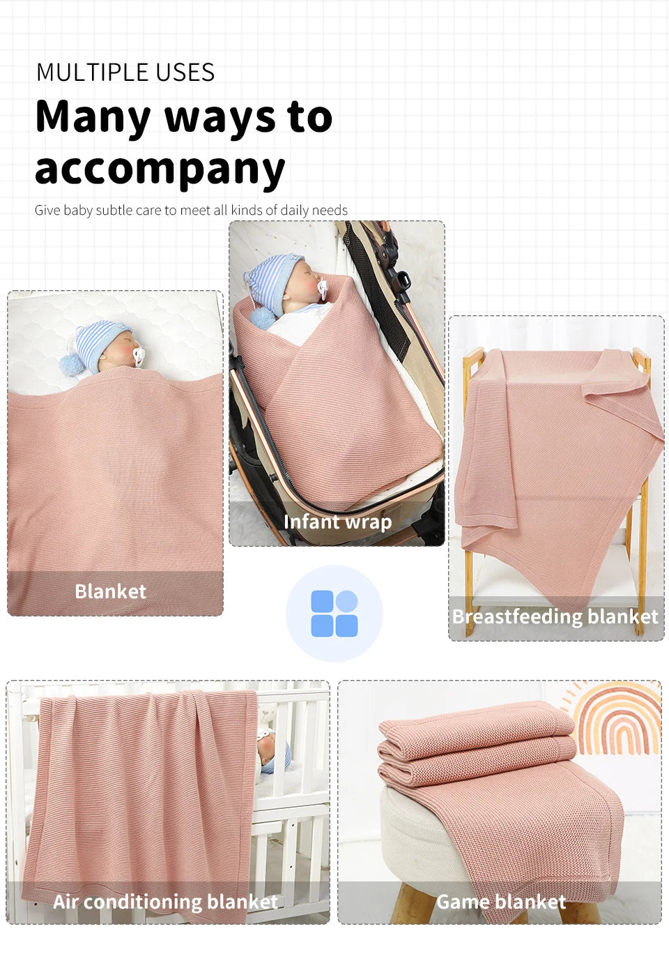 Soft Cotton Baby Swaddle Blanket – All-Season, Multi-Use