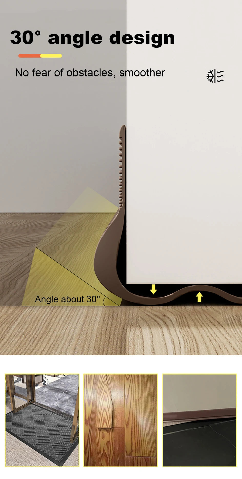 Flexible Door Draft Stopper with Soundproofing Seal