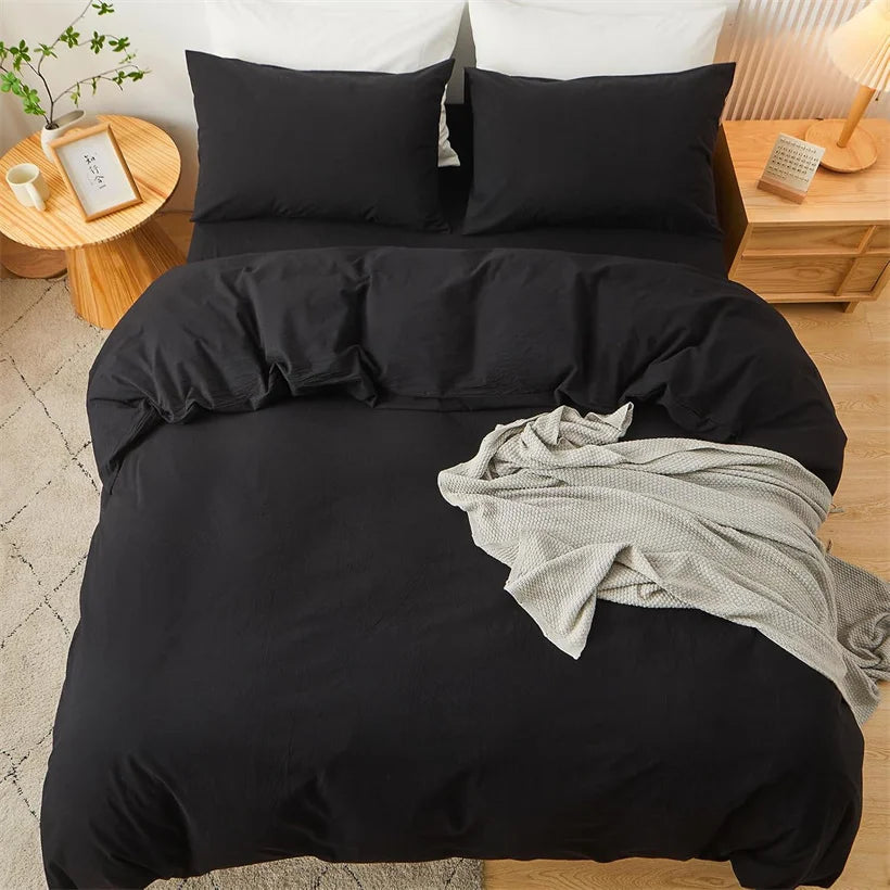 Washed Cotton Duvet Cover – Minimalist Solid Color Bedding