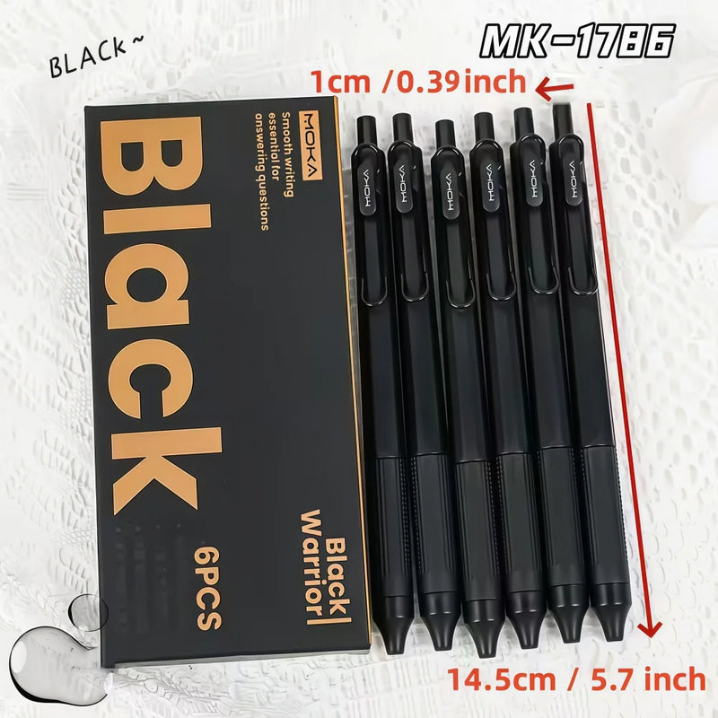 6-Pack Retractable Gel Pens - Quick-Drying, Smooth Writing