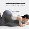 A woman is relaxing with a gray ergonomic support garment, demonstrating three-dimensional support for the body and legs.