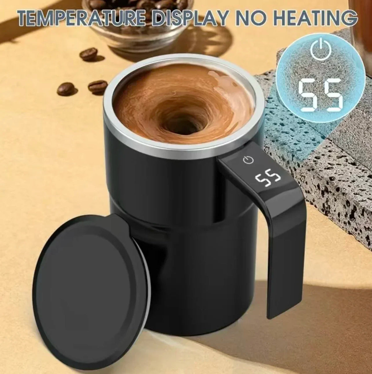 Self-Stirring Travel Mug with Temperature Display