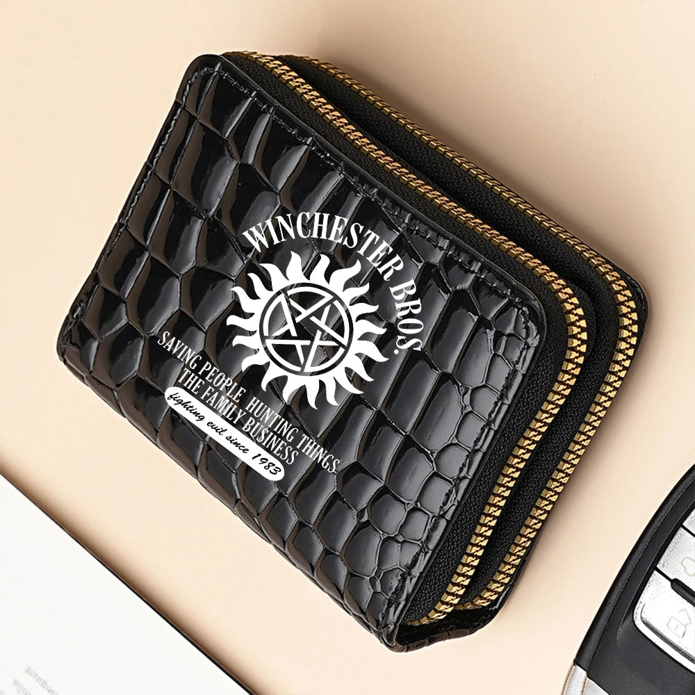 Premium PU Leather Compact Wallet with Double Zipper and Coin Pocket