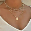 Layered Crystal Heart & Star Pendant Necklace
