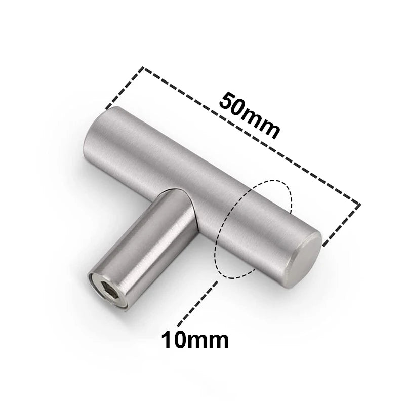 Modernes Edelstahl-T-Bar-Schrankgriff mit Maßen von 50mm und 10mm