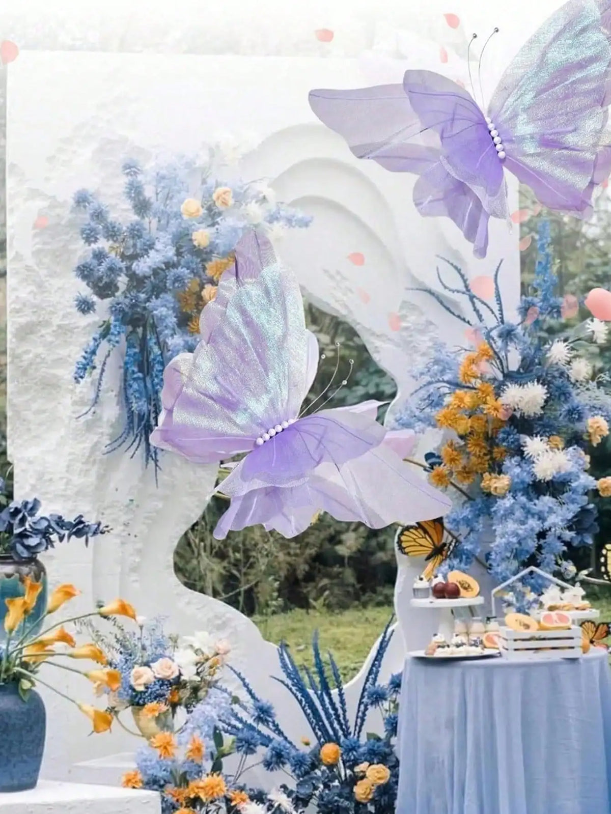 Lifelike 3D Silk Butterfly Decoration for Events and Photography