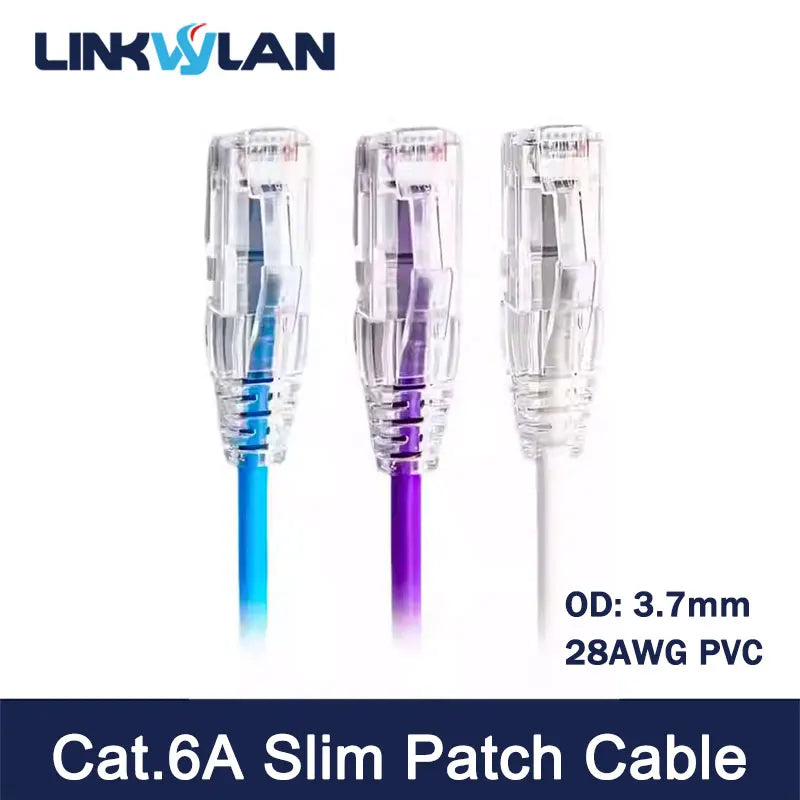 Slim Cat6A Ethernet Patch Cables – 28AWG UTP RJ45 (5-Pack)