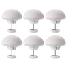 A set of six white non-slip duvet cover clips, each with a dome-shaped head and a metal stand.