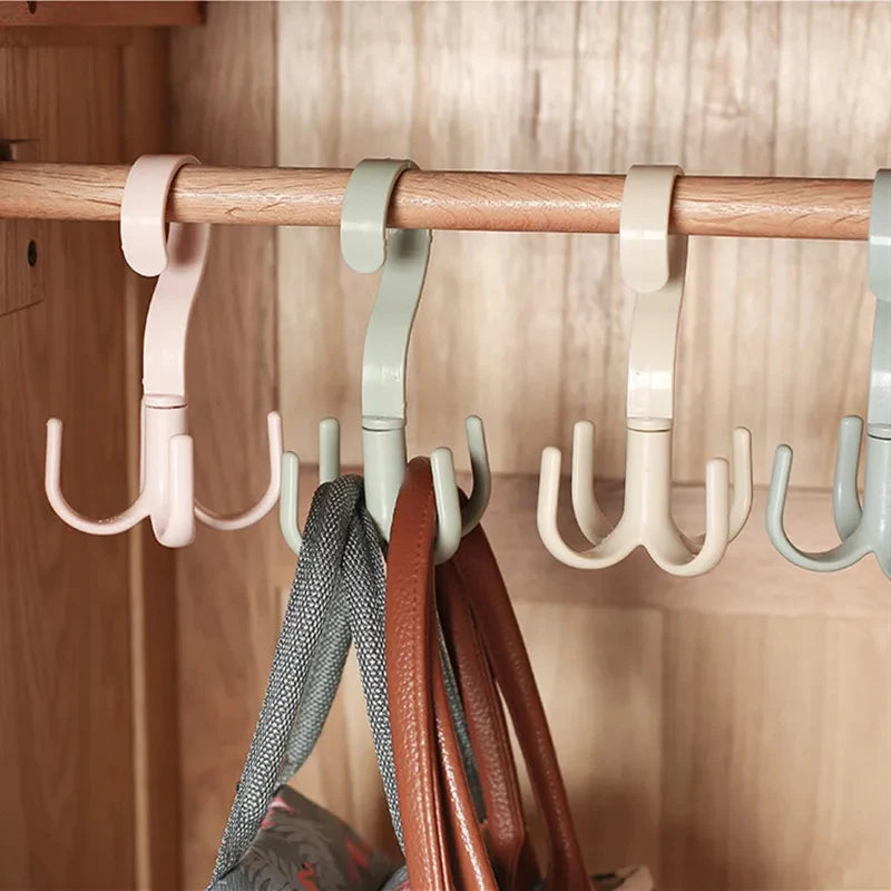 Rotatable 4-Hook Multi-Purpose Organizer Hook
