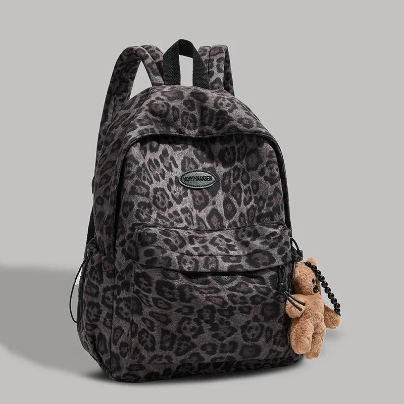 Leopard Print Casual Backpack for School & Daily Use