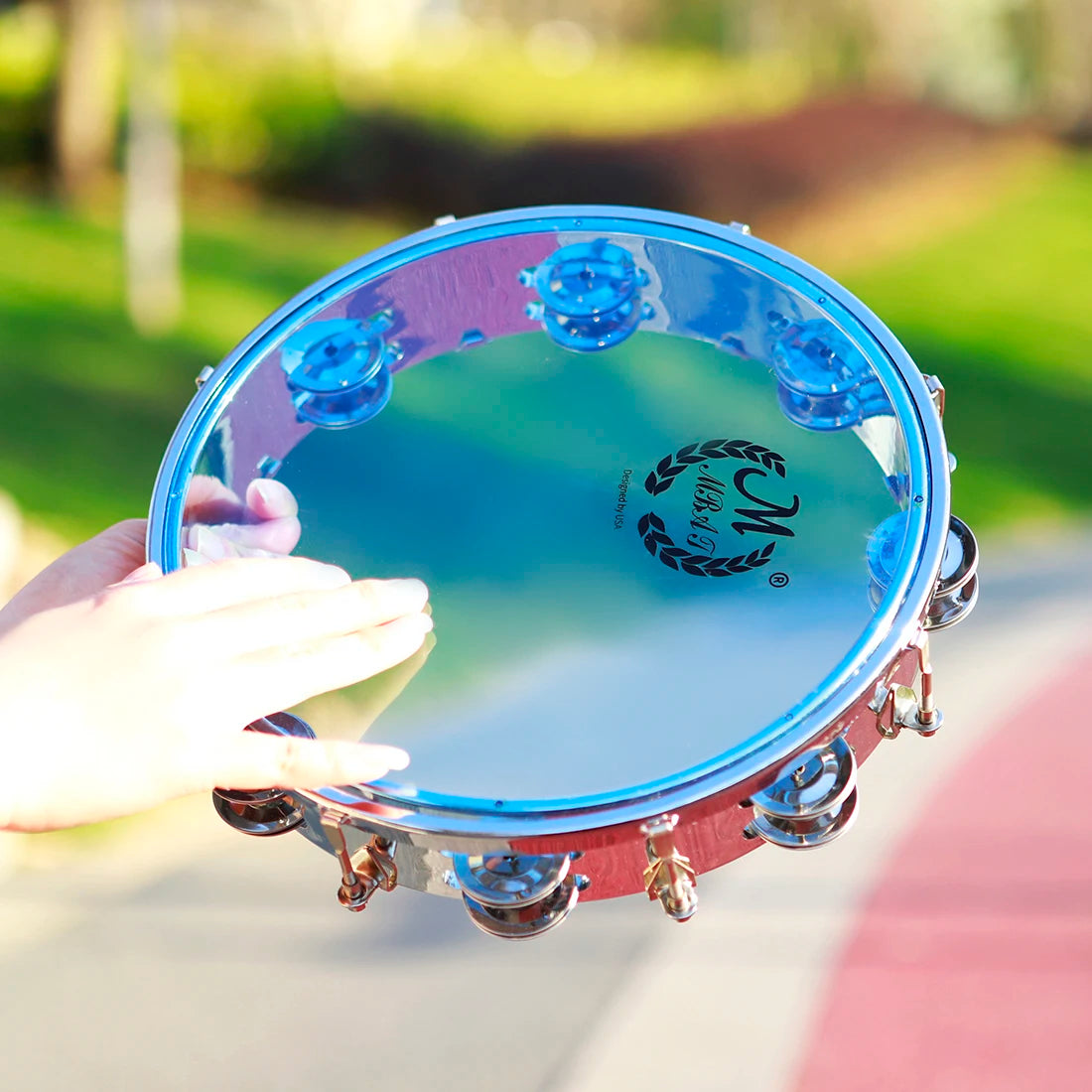 Self-Tuning Double Row Tambourine with Stainless Steel Jingles