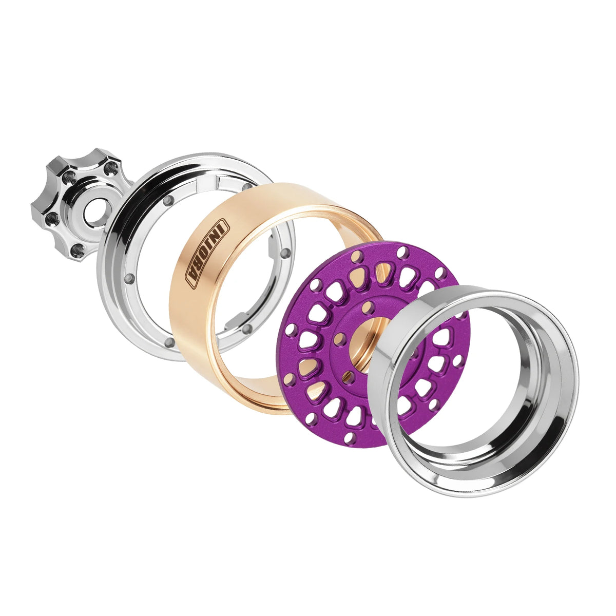 INJORA 1.0" Modular Beadlock Wheels for 1/18 1/24 RC Crawlers - Brass & Aluminum