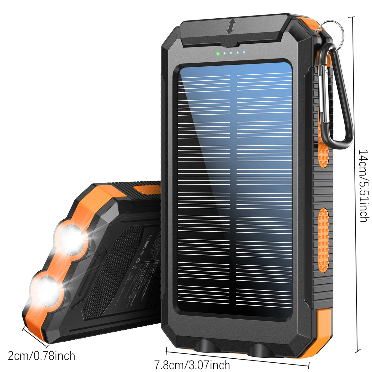 10000mAh Solar Power Bank with Dual USB and USB-C Output