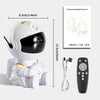 A white astronaut projector night light with a detachable remote control and multiple star patterns.