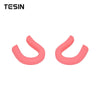 A pair of pink front bumper tow hook covers for Chevrolet Silverado and GMC Sierra trucks.