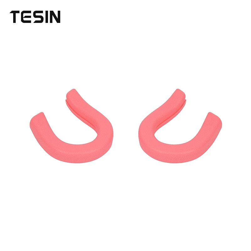 A pair of pink front bumper tow hook covers for Chevrolet Silverado and GMC Sierra trucks.