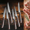 Ensemble de Couteaux à Steak Style Damas avec Manches en Bois
