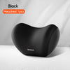 Black Memory Foam car headrest and lumbar support pillow shown on a white surface.