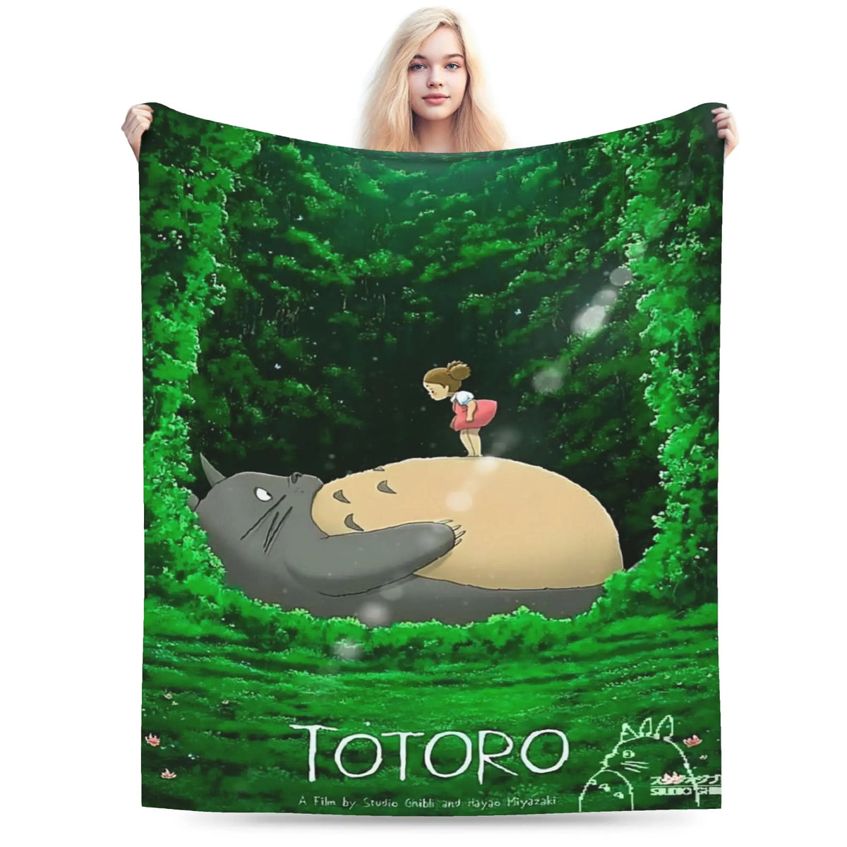 Cozy Grey Totoro-Inspired Fleece Throw Blanket