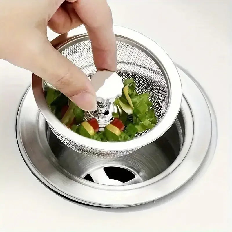 Stainless Steel Kitchen Sink Strainer with Handle & Stopper