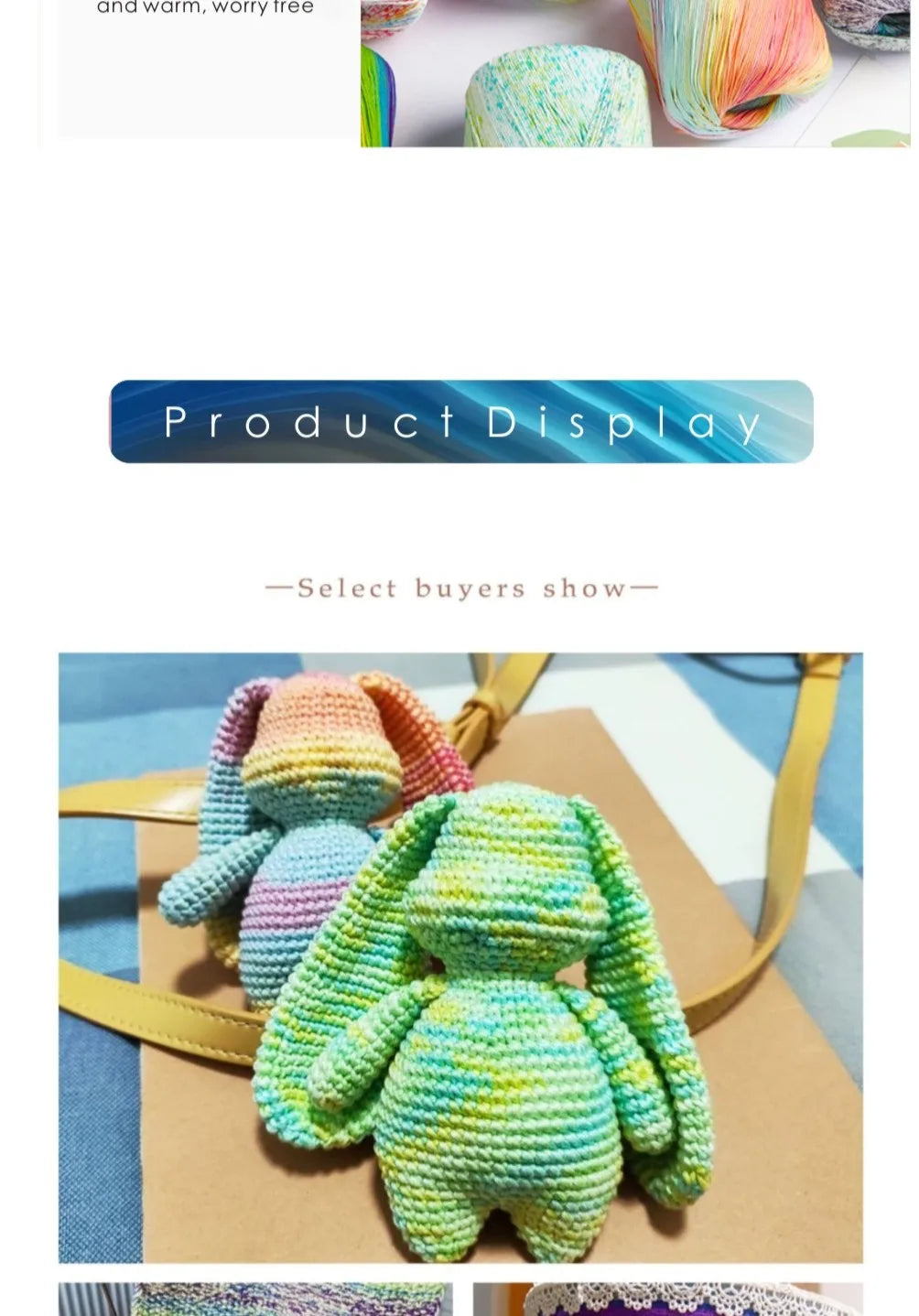 Pearl Rainbow Gradient Cotton Yarn - Soft Hand Knitting Thread
