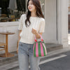 Striped Knit Mini Bucket Tote Bag