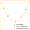 Dainty Lucky Leaf Necklace with White CZ Flowers
