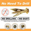 A set of gold-colored self-drilling drywall anchors and screws shown with various designs.