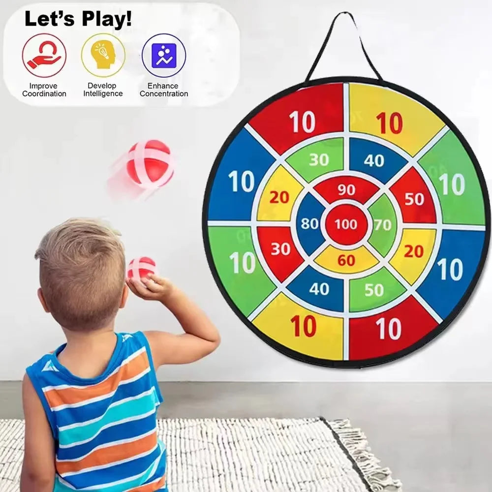 Sticky Ball Dart Board Set for Kids – Double-Sided Educational Family Game