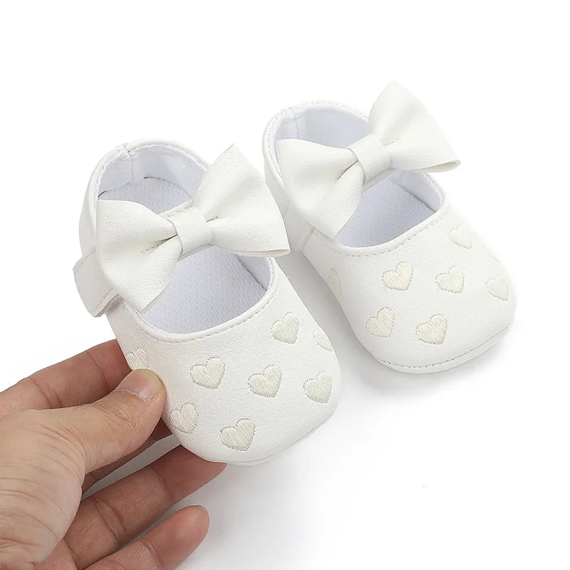Classic Bow Baby Girl First Walker Shoes with Anti-Slip Sole