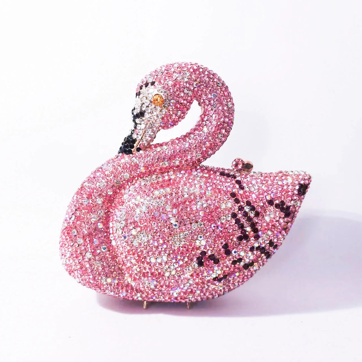 Swan Shaped Crystal Evening Clutch with Rhinestone Accents
