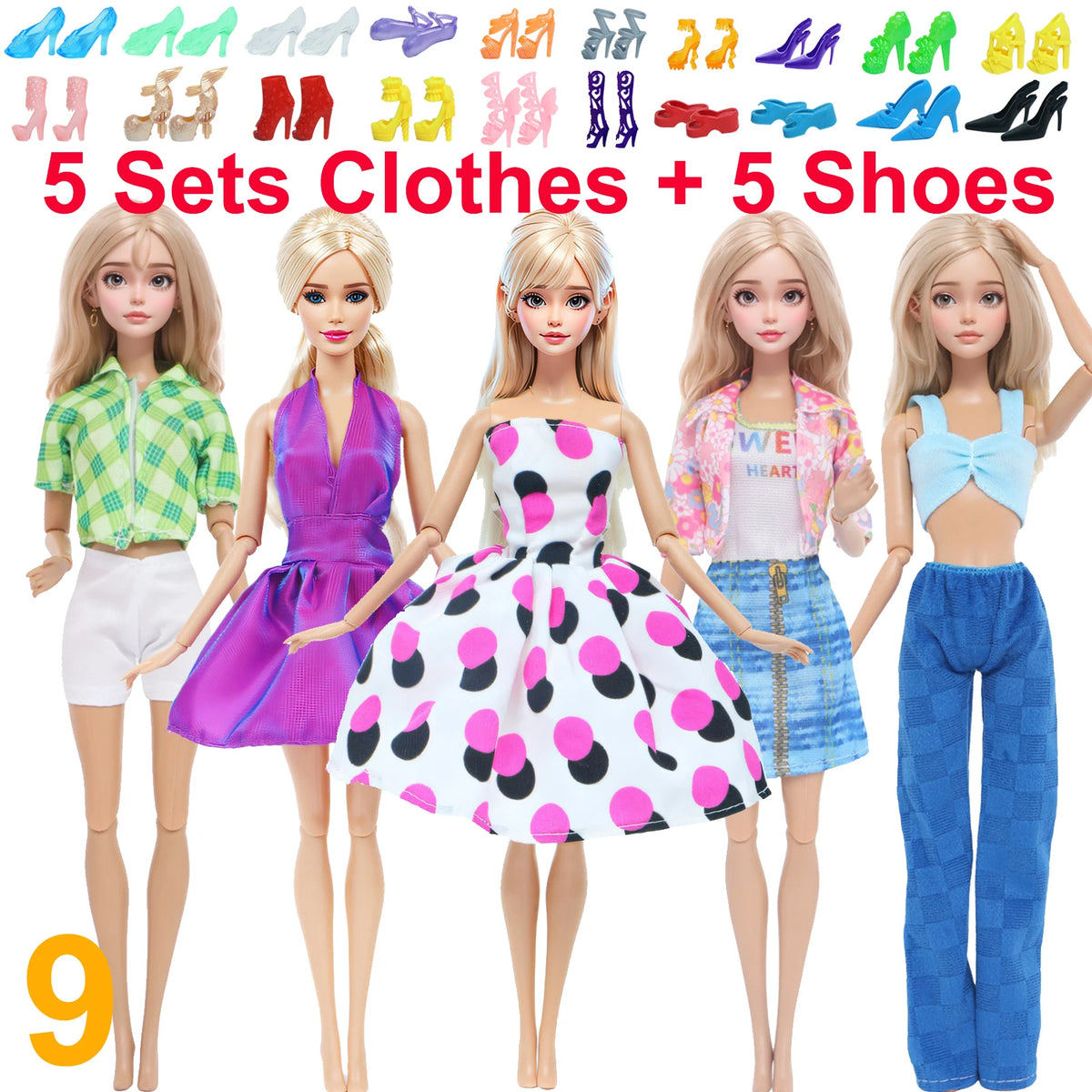 Fashion Doll Clothing Set with Shoes for 11.5-12 Inch Dolls