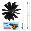 A black flexible brush kit for cleaning dryer vents and chimneys, shown with various sizes and a drill bit.