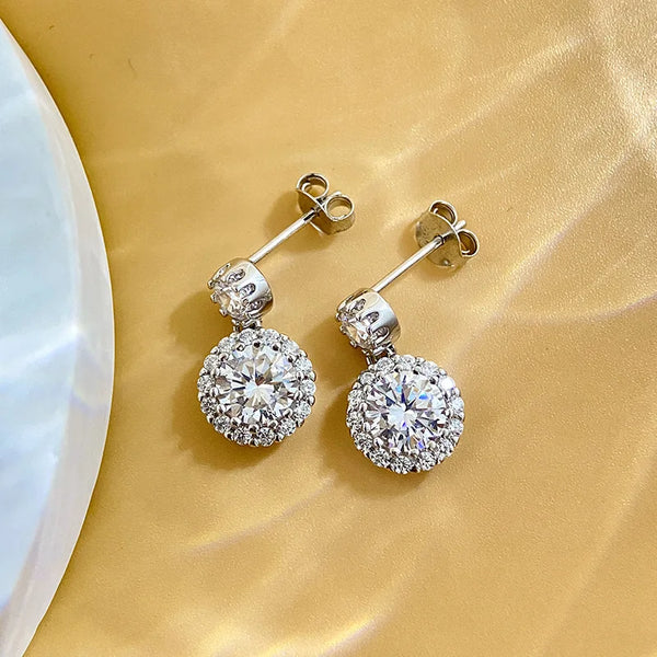 Pendientes de botón de doble piedra en plata de ley S925