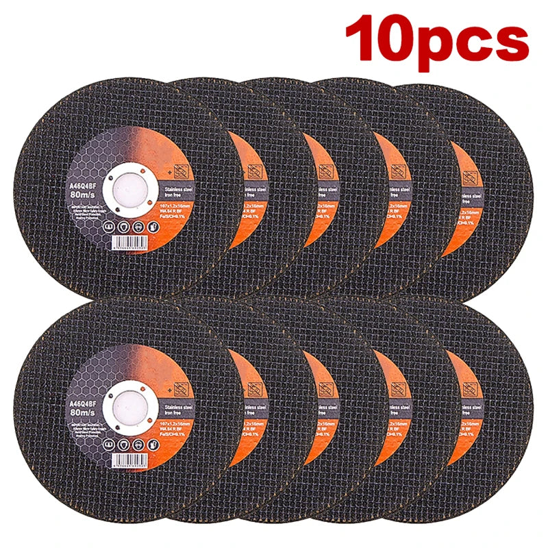 A pack of ten ultra-thin 105mm metal cutting discs for angle grinders