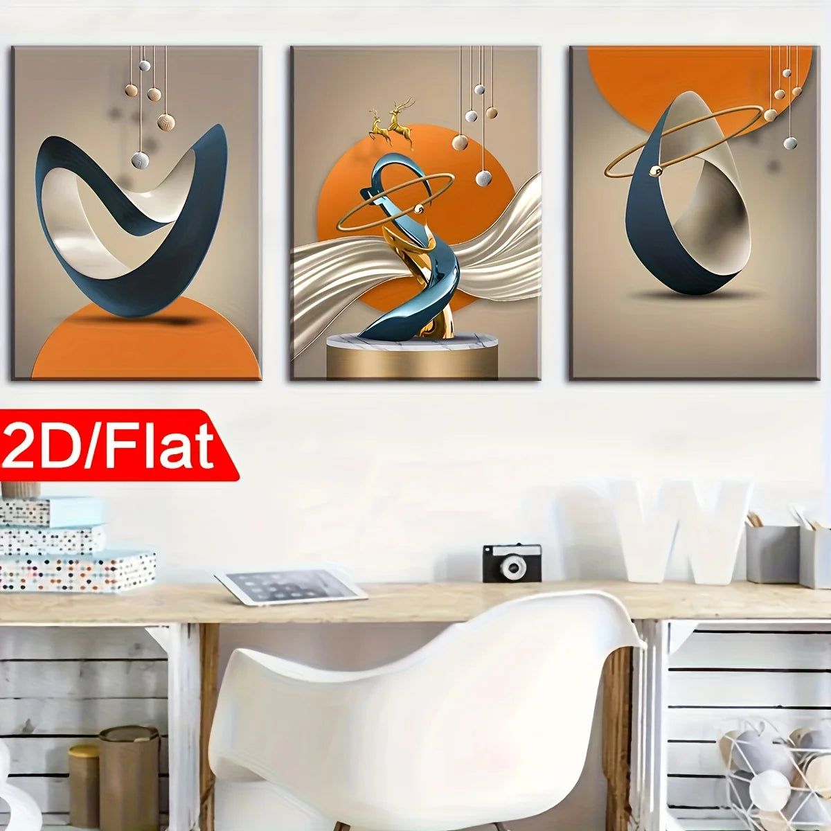 Abstract Framed Canvas Wall Art – Modern Light Luxury Decor