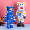 A detailed LEGO minifigure of an angry bear in blue and white with yellow accents.