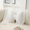 Decorative Bow Cushion with Lace Trim