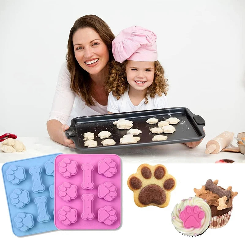 Pet Paw Print Silicone Mold Set for Baking and Treats