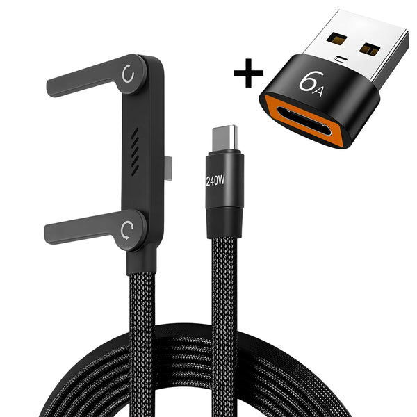 240W Fast Charging Cable with Pop-Up Phone Stand