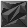 A close-up view of a dark gray, three-dimensional diamond pattern wall panel design.