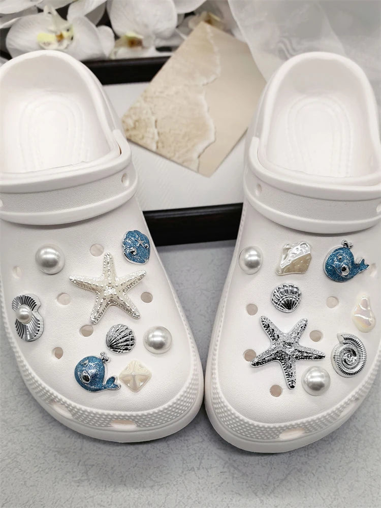Beach-Themed Shoe Charms Set - 16 Pieces