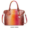 Vintage Croc-Embossed Structured Satchel Handbag