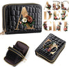 Alphabet Flower Double-Zip Card Wallet with Secure Clasp