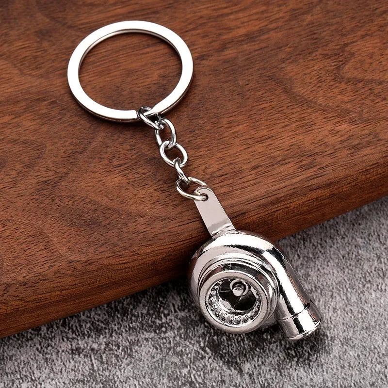 Gearbox Keychain with Turbo Hub and Brake Disc Pendant