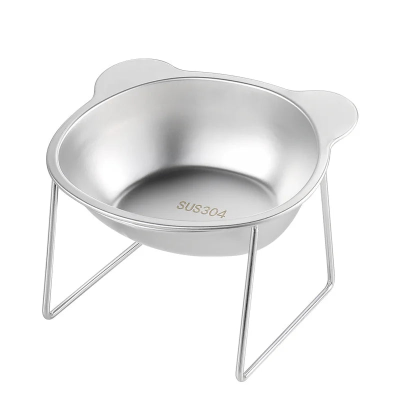 Elevated Stainless Steel Pet Bowl with Angled Feeder