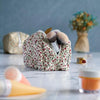 Quilted Floral Makeup Bag with Zipper Closure